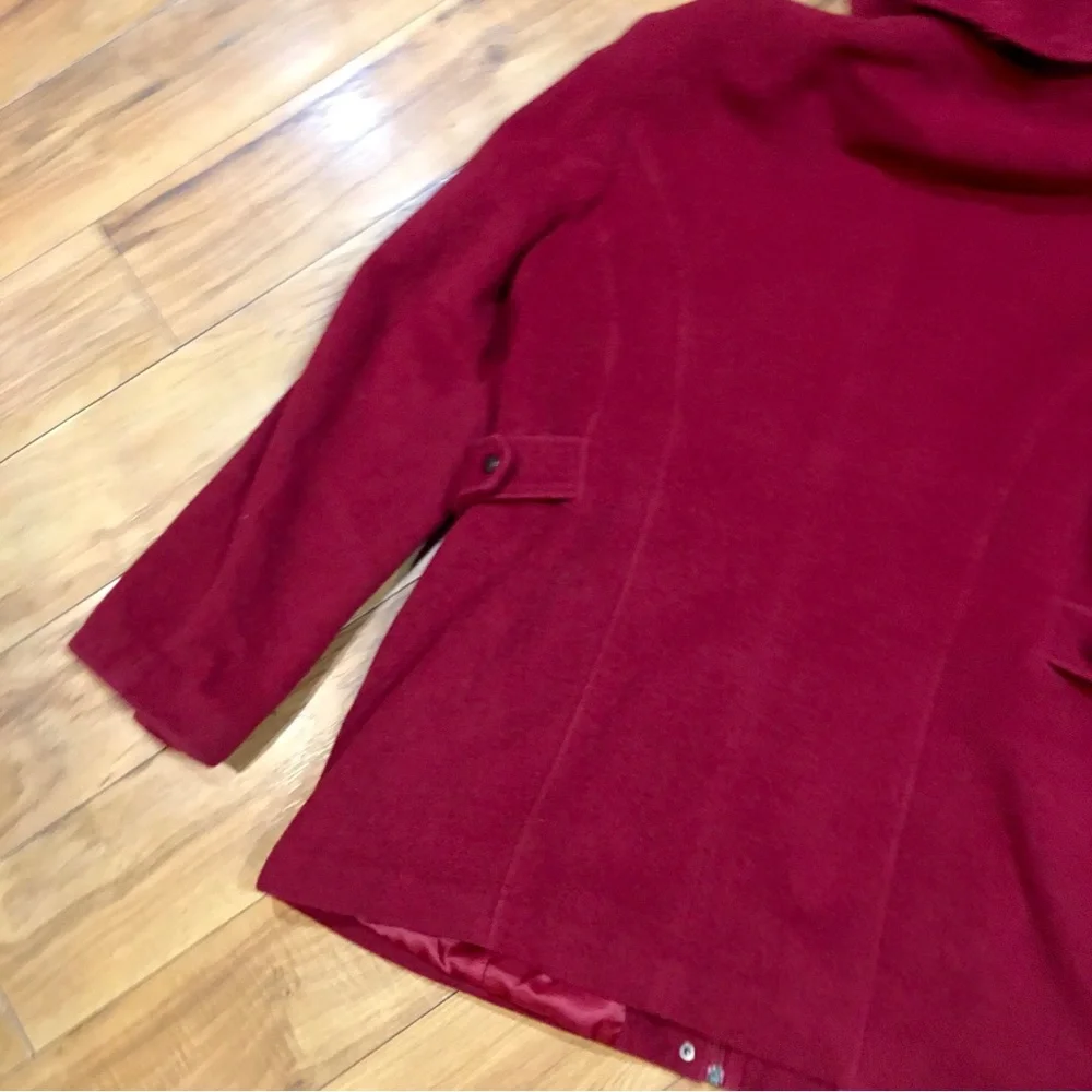 St Johns Bay cashmere red lined winter jacket pea coat wool preppy large XL - Picture 4 of 9